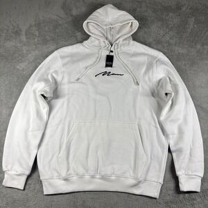 Boohoo Man White Graphic Print Pullover Hoodie Mens Size Medium New *READ*